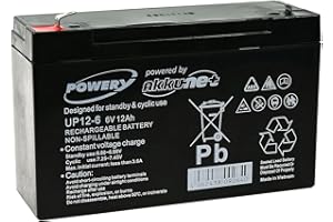 AKKU-NET Powery Bateria de Gel para Vehículos para niños Coche Infantil Quad 6V 12Ah (Reemplaza también 10Ah)