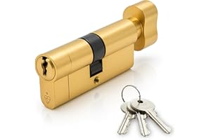 IRONWORX® Spectre Brass 55mm (Turn) | 45mm (Key) (100mm) High Security Police Approved TS007 BSI 1 Star Thumb Turn Euro Cylinder Door Lock with Escape Thumb Turn Function, Includes 3X Keys