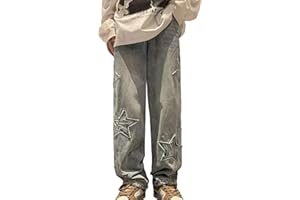 DINGJIUYAN Women's Y2K High Waisted Cargo Pants - Star Pants with Cute Jeans Design