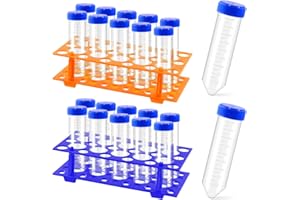 Wokape 27 tubi conici per centrifuga da 50 ml in polipropilene con punto graduato di scrittura + 28 contenitori per provette per laboratorio
