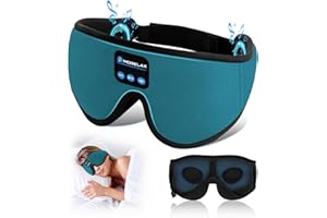 Morelax Schlafmaske mit Kopfhörer Bluetooth, 3D Schlafkopfhörer, Musik-Augenmaske zum Schlafen von Seitenschläfer/Rückenschläfern, Lichtundurchlässige (Cyan)