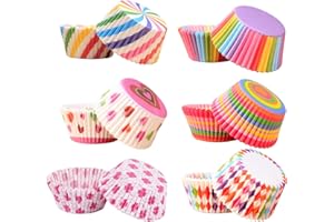 SALADOCY 300 Individuales Papel Magdalenas, Moldes Para Magdalenas De Papel Arcoíris, Rainbow Papel, Para Hornear Pastel Tarta Cumpleaños Bodas Fiesta