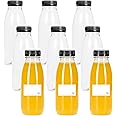TEC Juice Bottles with Lids 500ml UK Made 30% Recycled PET Plastic Empty Clear Round Small Drink Reusable for Fridge Kids Adults Water Milk Lunchboxes Juicing Pack Multipack in Bulk