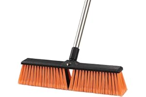 Mitclear 45cm Scopa da Giardino per Esterni con Manico Lungo(163cm), Scopa Garden da Esterno per Foglie e Ciottoli, con Due Tipi di Fibre, Spazzola con Setole Rigide per Giardino, Pavimenti e Vialetti