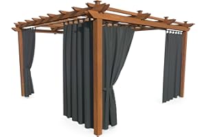 HOME DEKO Cortina de Patio, Impermeable, para Jardín, Balcón, Pérgola y Cenador, Lazos con Cierre de Velcro, Protección contra el Sol, la Lluvia y el Viento, Gris Oscuro, 240 x 155 cm, 4 Piezas