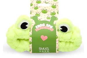 SMUG Novelty Spa Headband | Soft Coral Fleece Makeup Headband for Face Wash, Skincare, Beauty & Shower | Cute Elastic Hair Band for Women & Girls | Frog