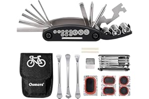 Oumers Multi-Function Bike Bicycle Cycling Mechanic Repair Kit with 3pc Bike Tire Lever 5pc Tyre Patches 1pc Tire Rasp Work Bag