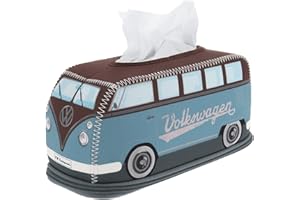 BRISA VW Collection - Volkswagen Neopren Kosmetik-Servietten-Spender-Papier-Taschentuch-Tissue-Box fürs Bad im T1 Bulli Bus Design (Petrol/Braun)