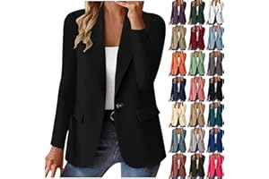 AEGJEGVD Blazers for Women UK,Ladies Blazer Suit Solid Button Suits Coat Long Sleeve Classic Formal Coats Fall Business Casual Work Office Elegant Jackets Open Front Jacket Cardigans Top Outerwear S-3XL