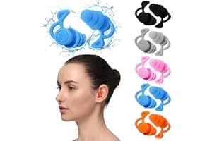 Halinuia 5 Paires Bouchon Oreille Piscine en Silicone, Bouchons d'oreille pour Adultes, Réutilisables et Imperméables, Natation Bouchons d'Oreille étanches pour Douche, Surf, Plongée Protection