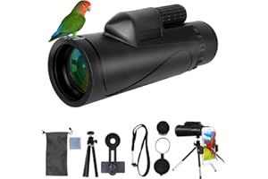 GOHHME Telescopio monocular, monocular para Adultos, con Soporte para Smartphone, trípode de actualización BAK4 Prisma Impermeable, monocular de Mano, observación de Aves, Caza, Concierto (80 * 100)