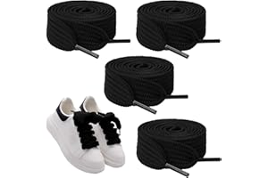 Vidacharmy 2 Pares Cordones Planos 20mm de Ancho, 120 CM Cordones de Zapatillas de Deporte, Cordones planos para Zapatillas de Converse Air Force Deporte - Blanco
