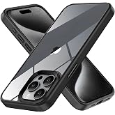 Minesk iPhone 15 Pro Max i&ccedil;in Hybrid Serisi Arkası Kristal Şeffaf Polikarbonat Kenarları Silikon Kamera Lens &Ccedil;er&ccedil;evesi ve Tuş
