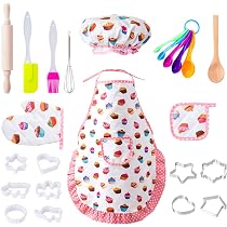 STAY GENT Set Chef Enfant 35 Pièces - Tablier Dinosaure Accessoires Cuisine 3-8 Ans