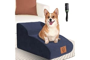 ZVONEMA ZNM Escalier pour Chats à 2 Marches, Rampe pour Chien Haute Densité, Imperméable, Escalier pour Chiens pour Lit Canapé, Bleu - Cadeau Rouleau adhesif Vetement