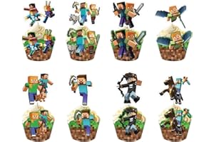 UdacA Pack of 48 Video Game Toppers, Cupcake Decoration, Gaming Decoration, Cupcake Wrapper for Cake Decoration, Cake Decoration for Cake Decoration, Muffin Decoration, Children's Birthday Party