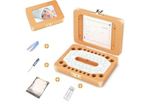 KILLOW Caja Dientes Leche, Caja para Guardar Dientes para Niños y Niñas, Regalo para Niños en Madera de Souvenir, Acumulación de Dientes
