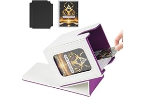 IVODEELA Deck Box,Boîte de Rangement pour Carte Magic Commander Compatible avec Yugioh MTG TCG Cartes,étui magnétique en cuir PU Jusqu'à 100+ double manchette Cartes,2 compartiments 1 toploader,Blanc Violet