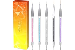 ANGENIL 5 sztuk pędzli do malowania paznokci, wiertarka do manicure, rysowanie gwoździ, długopis pędzelkowy, zestaw narzędzi do kropkowania paznokci, pisaki do rysowania