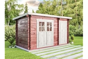Carlsson Gartenhaus Korfu mit Anbau aus Holz Gartenhütte Wandstärke: 28 mm FSC Zertifiziert Geräteschuppen Ohne Schutz-Imprägnierung