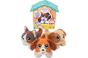 Little Live Pets - Mini Puppy's Home Azul, Mascota de Juguete con Casita, Cachorro con Pelaje Suave, Llena su Cuenco de Agua, Cuelga su Plaquita con Nombre y Dale su Huesito, 4 años, Famosa (LPP01310)