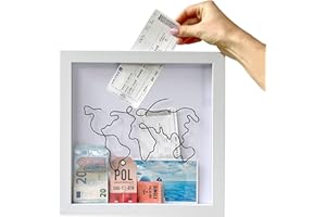 Vordpe Caja de almacenamiento de aventuras, cajas de recuerdos para recuerdos, caja de sombra de viaje, para colocar en la pared, marco de mapa del mundo (grande, 29 x 29 cm)