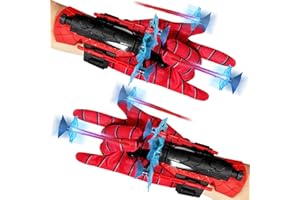 Atuoxing Juego de 2 Lanzador de Spider, Guantes Spider Lanza Telarañas Juguetes de Spider para Niños, Spider Glove Guantes de Launcher Regalo para Fanáticos