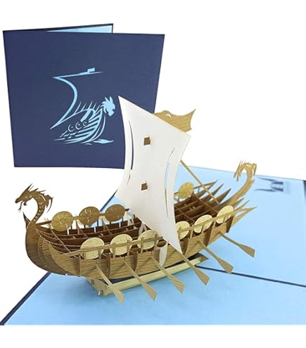 Pop-up kaart schip | Boot 3- Master blauw, scheepvaartkaart, reisvoucher, 3D pop-up kaart schepen, vakantievoucher, verjaardagskaart