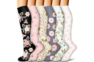 AWXUOCK Compression Socks for Women and Men 15-20 mmHg 6 Pack Compression Stockings Circulation-Best Support for Medical,Running,Nursing,Athletic