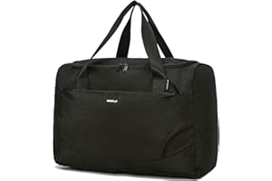 ECOHUB 30L Bolsa Viaje Plegable, Equipaje de Mano 45x36x20 Easyjet Avion, Pet Reciclado Grande Bolsa Cabina, Bolsa Deporte, Bolsa de Gimnasio, Bolsa Fin de Semana Hombre Mujer(Negro)