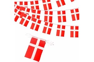ZSYIULIA 10m Denmark Flags Bunting Denmark Bunting Olympic 2024 Decorations 30 Flags, Danish Flags Bunting Banner for Olympic Games 2024 Sports Football Events Denmark National Day Party Decorations