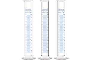 Labasics 3-Pack Borosilicate Glass 250 ml Heavy Wall Graduated Cylinder Measuring Cylinder