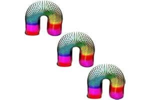 PEBBLE HUG Rainbow Magic Spring Coil, Stretching Bouncing Slinky Spring Funny Toy for Kids, Multicolour Magic Spring, Vintage Style Toys Combo For Kids (3X15cm)