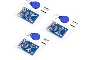 QIQIAZI Memory PC Kit RFID pour Arduino, Module de capteur de Carte RFID IC avec Lecteur, Puce et Carte enfichable, 13,56 MHz, Interface SPI Compatible avec Arduino (3 pièces)