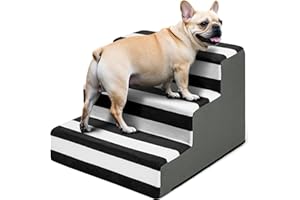 Pawk Dog Stairs Pet Stairs with Removable Cover, 3 Steps High Density Foam for Small Dogs and Cats, Non-Slip Dog Ramp with Zipper Function, 45 x 45 x 34 cm