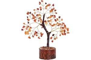 NARIBABU Carnelian Crystal Bonsai Tree - Crystals and Gemstones - Money Trees - Gemstone Tree - Good Luck Crystals - Feng Shui Tree - Home Decor - Spiritual Gifts for Women