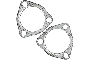 YGQ Lot de 2 joints d'échappement de 2,5 pouces - 3 vis - Bride de 63,5 mm - Graphite haute température avec bague de feu de rechange