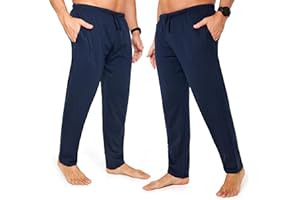 CityComfort Pantalon Pyjama Homme, Pantalons de Détente en Jersey avec Poches, Lot de 2
