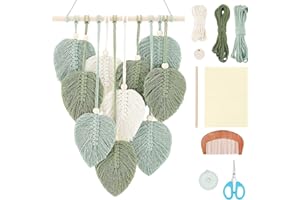 FREEBLOSS Makramee Wandbehang kit Makramee Feder Wandbehang Makramee Set Manualidades Anfänger mit Anleitung Wanddeko Boho für Erwachsene Geburtstagsgeschenk