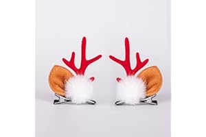 Aeonda Weihnachts Haarschmuck Rentier Haarspange Weihnachten Accessoires Weihnachtsgeschenke für Frauen, Mädchen, Damen, Kinder (2 Stück, Rot)