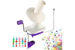 RRIGO Garnkugelwickler, handbetriebener lila Kugelwickler für Garn, Garnwickler mit einfacher Installation zur Garnaufbewahrung, 20 Stück Stricknadeln, Spitzenschutz + 100 Stück Maschenstricknadeln