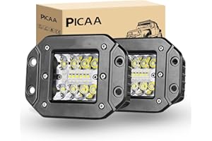 PICAA 2 Pcs Rampe de Phare Led, Montage Encastré 42W Spot Faisceau de Lampe de Travail Led, pour Feu de recul Feu de Recul Grille de Montage pour tout-terrain 4x4 Camion SUV Jeep 12V 24V 6000K