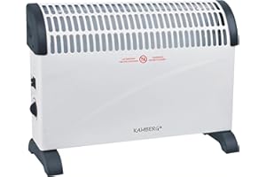 Kamberg - Convecteur - Chauffage - Radiateur Électrique - 3 niveaux de puissance avec Thermostat - Chauffage silencieux, rapide à faible consommation - 2000 W - Blanc