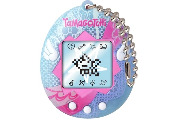 Bandai – Tamagotchi Original – Angel Lace – Animal interactif avec écran LCD en Français, 3 Boutons et Mini-Jeux – Idée Cadeau Jeu Animal virtuel – Lacet Ange – Jouet Enfant 8 Ans et + – 46161