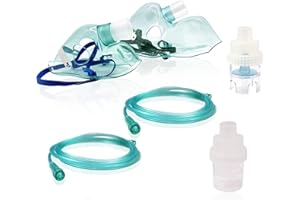 ALL4US® Kit ricambi per aerosol per adulti + kit aerosol bambini composti da maschera, ampolla, fascia elastica, tubo per inalazione, filtro ed accessori per nebulizzatore.