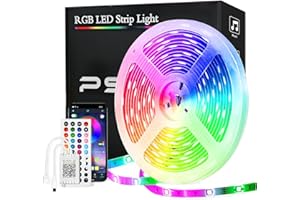‎PSTAR PSTAR LED Strip 15M, Bluetooth LED Streifen RGB 24V mit IR-Fernbedienung APP Steuerbar Musikmodus, Timer-Einstellung, LED Streifen Selbstklebend für Beleuchtung von Haus, Party, Küche