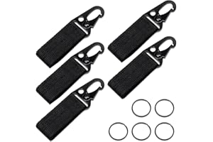 GENERIC 5 Pack Tactical Gear Carabiner Clip Hanging Belt Carabiner Hook Nylon Webbing Buckle Strap Clip Molle Backpack Tape Keychains Hanging Buckle Belt Key Ring Holder for Outdoor Camping Hiking
