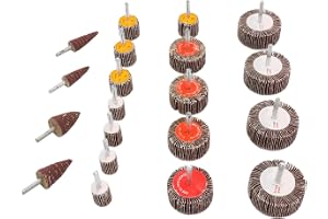 ViaGasaFamido Flap Wheel Set 20 Pcs 1/4 Tum Skafr 80 Grit Slipmaterial | Aluminiumoxidkorn, Tygbackning, Sliphjul, Borrpneumatisk Verktyg Dödslipare Passar, Rostborttagning