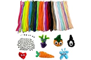LGIFUTMAX 450 Stück 300 Pfeifenputzer zum Basteln 30Farben Pfeifenreiniger Chenilledraht 30cm,150 Selbstklebende Wackelaugen,Pipe Cleaner für DIY Projekte und Basteldeko für Kinder
