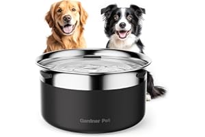 Gardner Pet Dog Bowls 3.85L,Stainless Steel Non Spill Dog Water Bowl,Slow Water Feeder,Metal Large Pet Water Bowls,Anti-Splash Water Dispenser for Large Dogs,Black